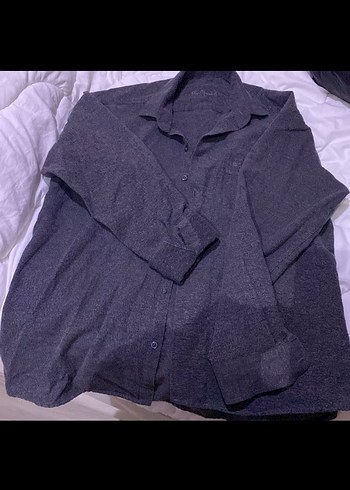 Gri Keten Erkek Gömlek, Düğmeli, Salaş Kesim - Görsel 4