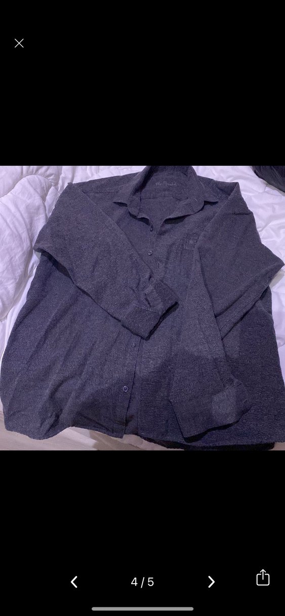 Gri Keten Erkek Gömlek, Düğmeli, Salaş Kesim - Görsel 4