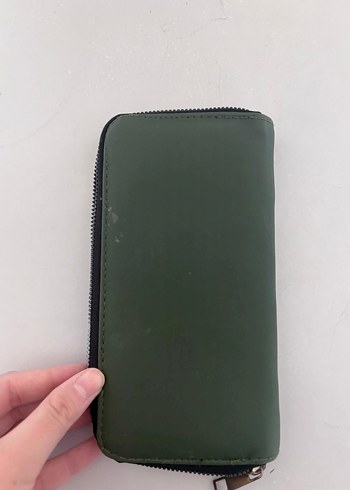 Fermuarlı  haki Deri Kadın Cüzdan - Görsel 2