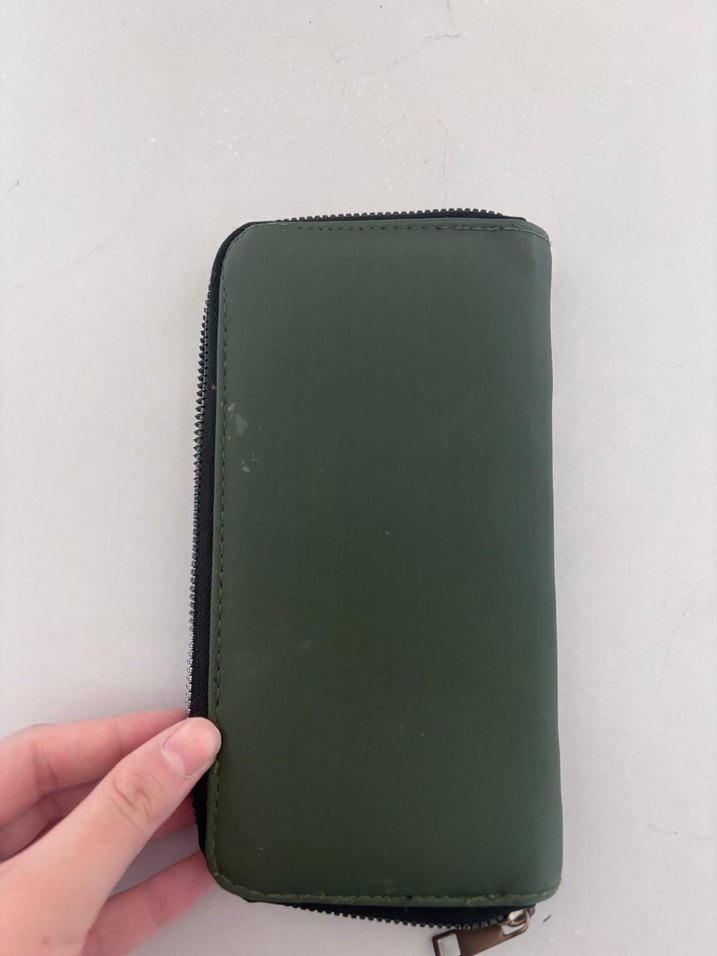 Fermuarlı  haki Deri Kadın Cüzdan - Görsel 2