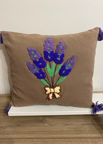 Bohem Nakışlı Mor Çiçekli Kırlent - Görsel 2