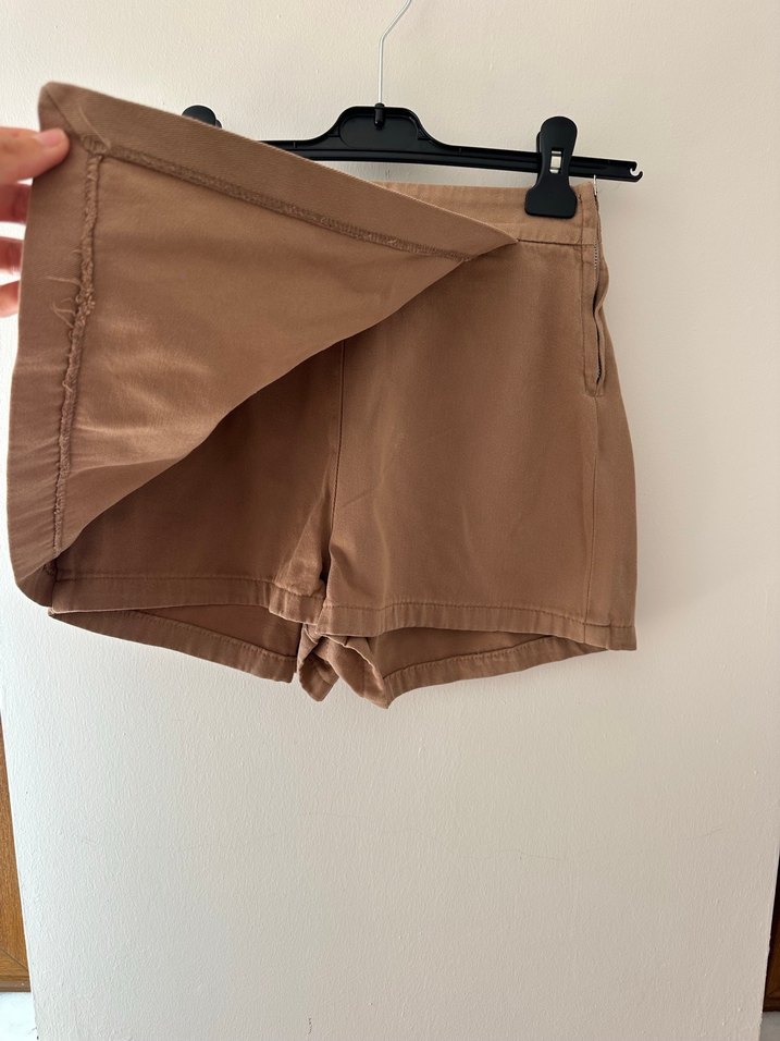 Pull and Bear Bej Mini Şort Etek - Görsel 2