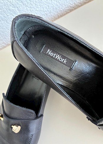 Network siyah yüzde yüz deri Tokalı Kadın Loafer - Görsel 2