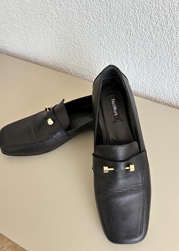Network siyah yüzde yüz deri Tokalı Kadın Loafer - Görsel 3