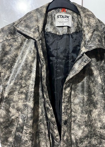 Gri Yılan Desenli Deri Erkek Ceket - Görsel 4