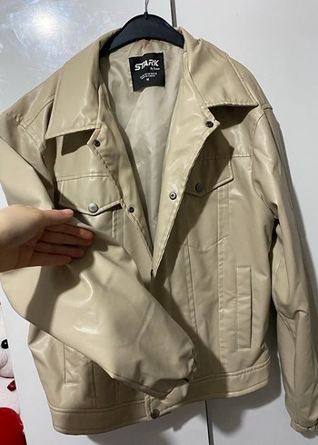 Bej Düğmeli Erkek Deri Ceket - Görsel 2