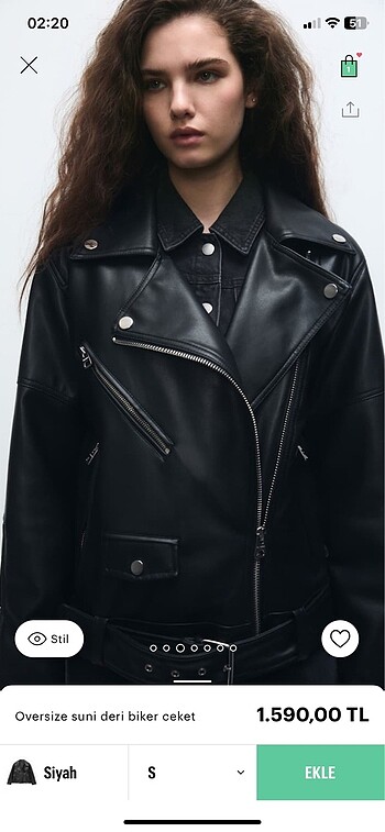 oversize suni deri biker ceket pull and bear