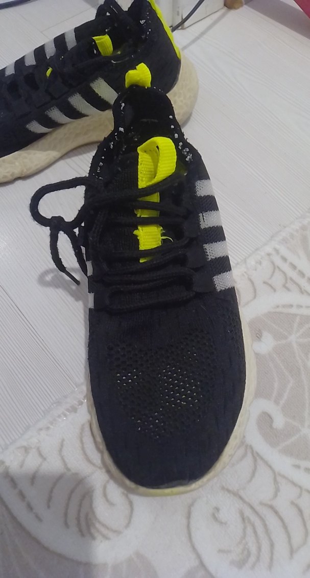 siyah Sarı Renkli Erkek Spor Ayakkabı Bağcığı - Görsel 2