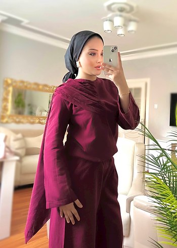 Bordo Uzun Kollu Yüksek Yakalı Hamile Tunik