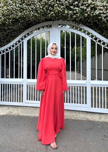 Pembe Drapeli Uzun Kollu Salaş Elbise - Görsel 3