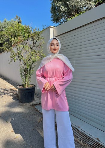 Diğer Pembe Uzun Kollu Pamuklu Tunik