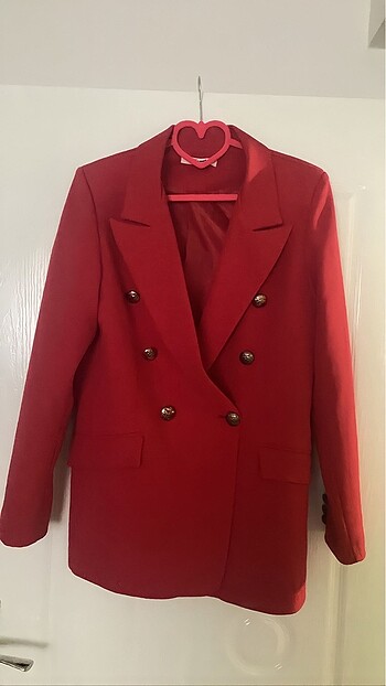 Kırmızı çift düğme blazer ceket
