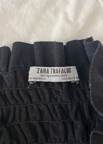 Volan Detaylı Siyah Crop - Görsel 2