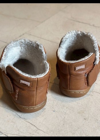 Camper Kız Bebek Kahverengi Kürklü Deri Ayakkabı