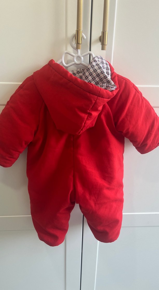 Kız Bebek Kırmızı Kürklü Tulumu - Görsel 2