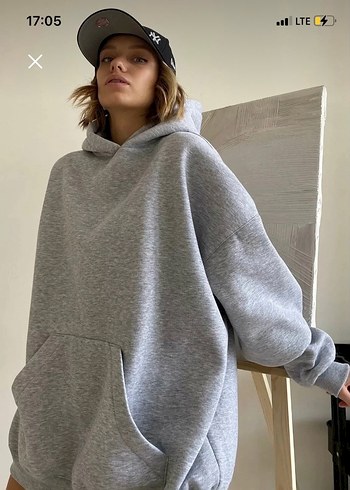 Gri Oversize Kadın Sweatshirt
