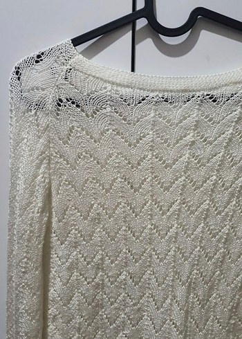 Beyaz El Örgüsü Kadın Kazak - Görsel 2