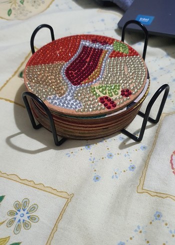 Renkli Taşlı Bardak Altlıkları Seti - Görsel 3