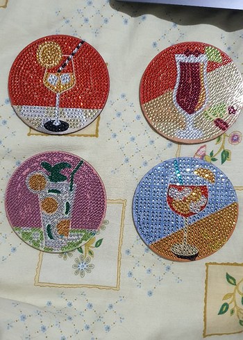 Renkli Taşlı Bardak Altlıkları Seti - Görsel 2