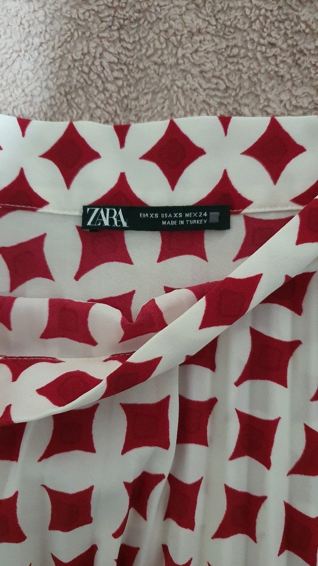 Zara Marka Kırmızı Pilili Midi Kadın Etek - Görsel 3