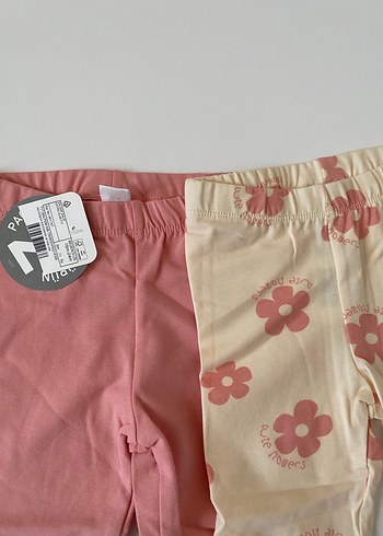 Kız Çocuk 2'li Pamuklu Baskılı Tayt - Görsel 2