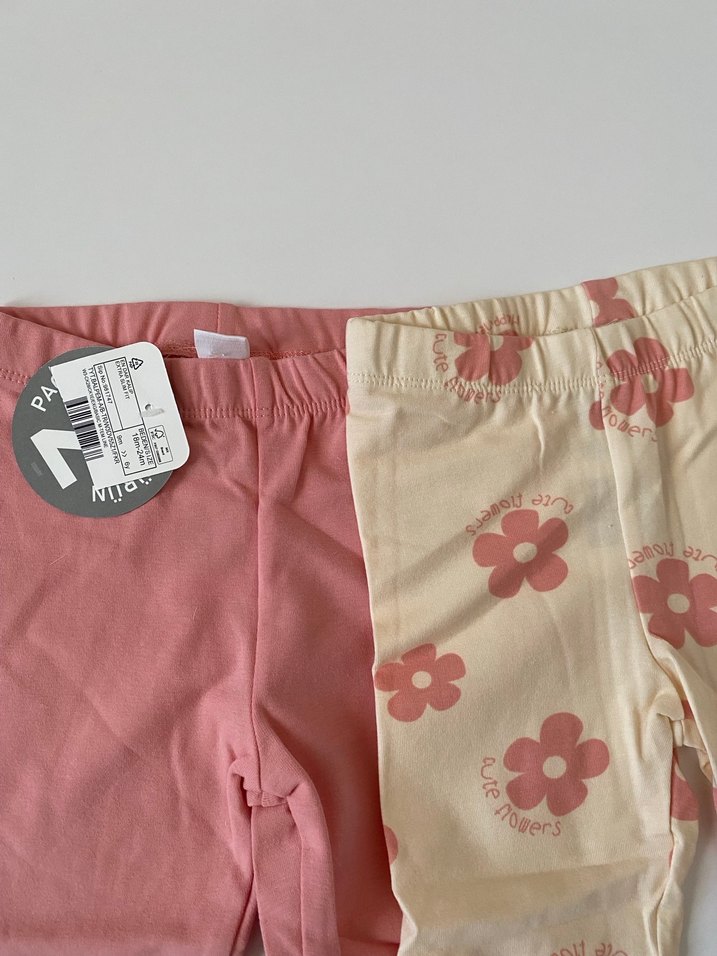 Kız Çocuk 2'li Pamuklu Baskılı Tayt - Görsel 2