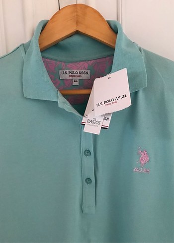 Turkuaz Düğmeli Polo Yaka Kadın Tişört - Görsel 2