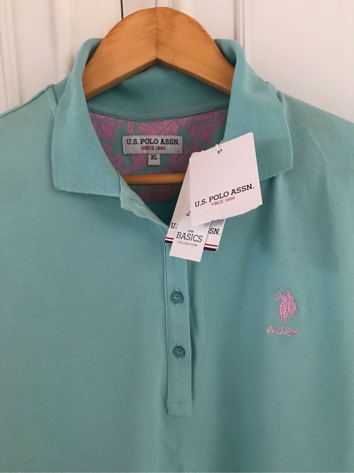 Turkuaz Düğmeli Polo Yaka Kadın Tişört - Görsel 2