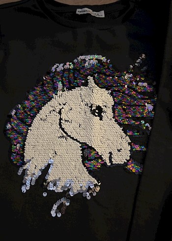 Kız Çocuk Siyah Payetli Sweatshirt Elbise - Görsel 2