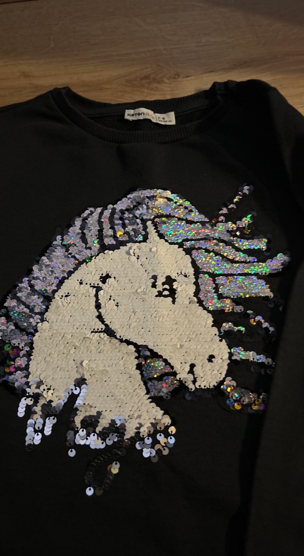 Kız Çocuk Siyah Payetli Sweatshirt Elbise - Görsel 4