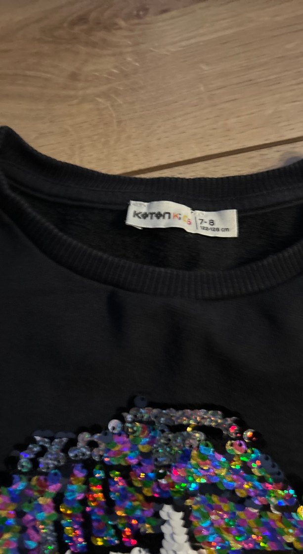 Kız Çocuk Siyah Payetli Sweatshirt Elbise - Görsel 3