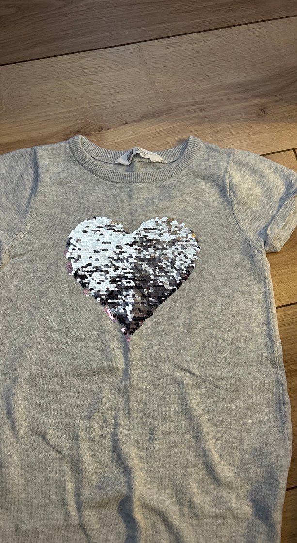 Kız Çocuk Gri Kısa Kollu Payetli Tunik - Görsel 2