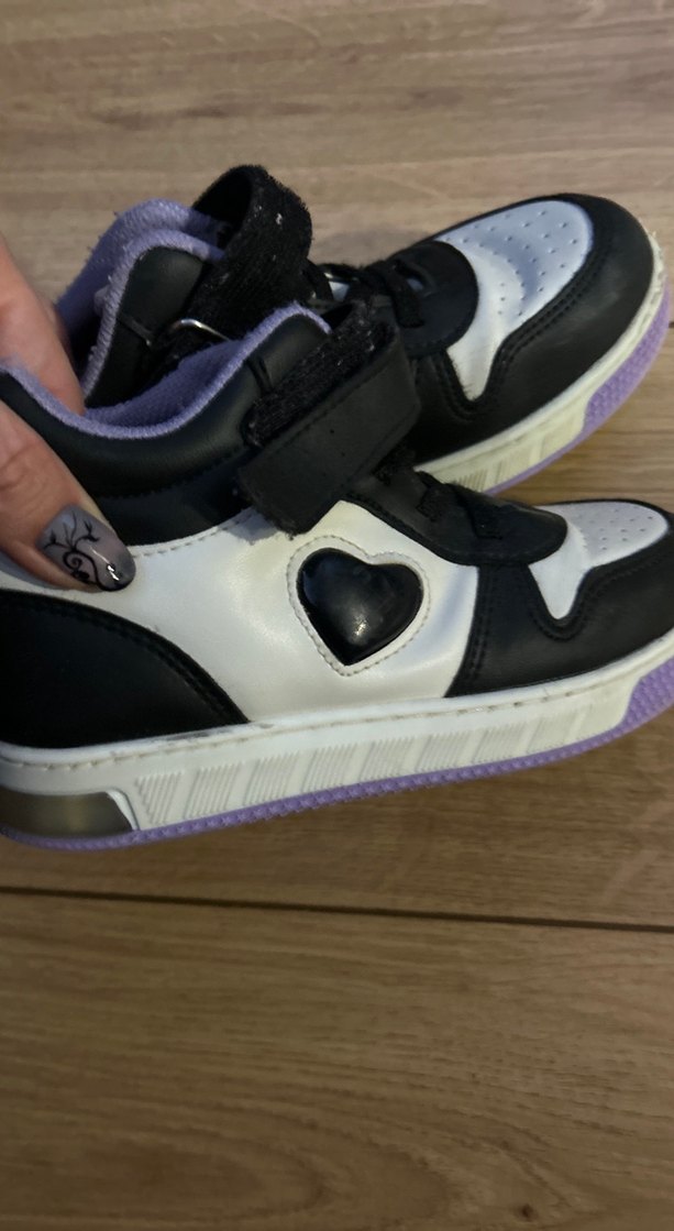 Çocuk Mor Siyah Cırt Cırtlı Spor Ayakkabı - Görsel 5