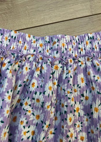 Mor Papatya Desenli Fırfırlı Mini Etek - Görsel 3