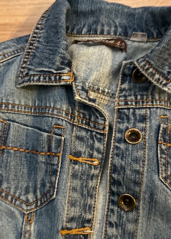 Kız Çocuk Lacivert Düğmeli Kot Ceket - Görsel 3