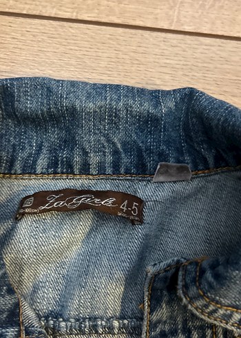 Kız Çocuk Lacivert Düğmeli Kot Ceket - Görsel 4