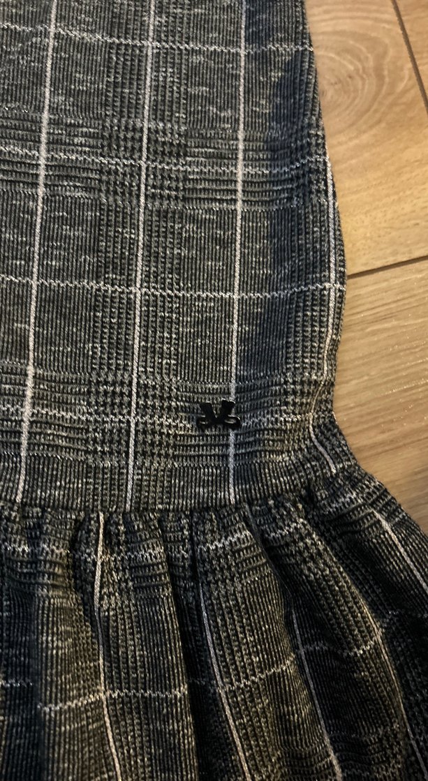 Kareli Gri Kolsuz Kız Elbisesi - Görsel 3