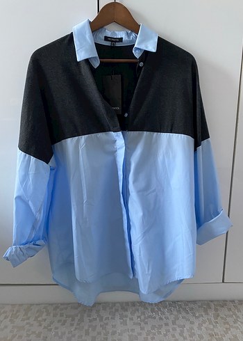ipekyol Oversize Renk Bloklu Uzun Kollu Gomlek