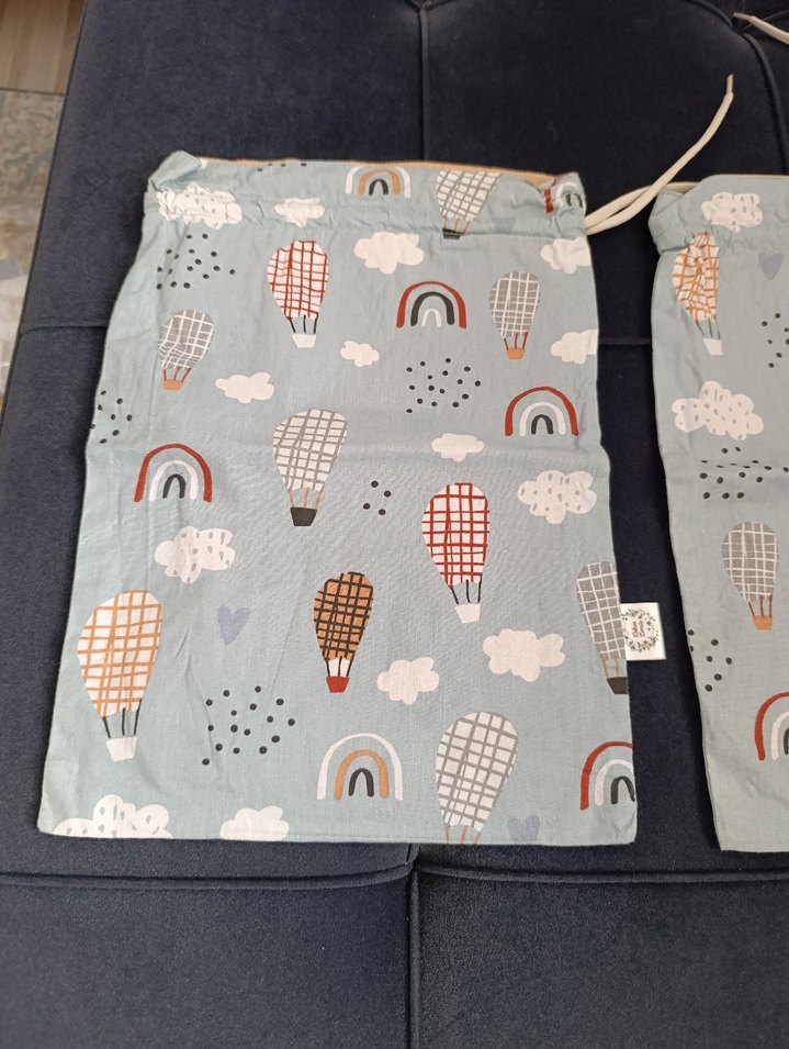 Pamuklu Baskılı Gri kese - Görsel 2