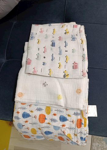 Pamuk Çok Renkli Baskılı müslin örtü - Görsel 3