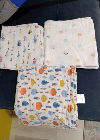 Pamuk Çok Renkli Baskılı müslin örtü - Görsel 2