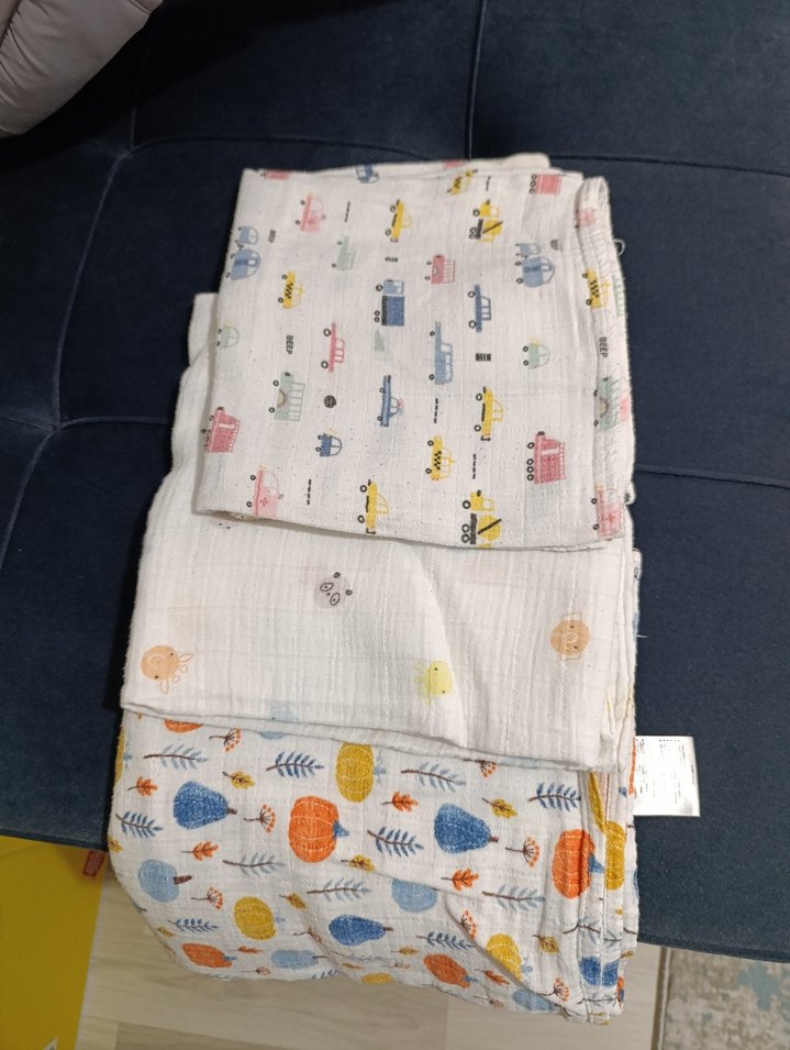 Pamuk Çok Renkli Baskılı müslin örtü - Görsel 3