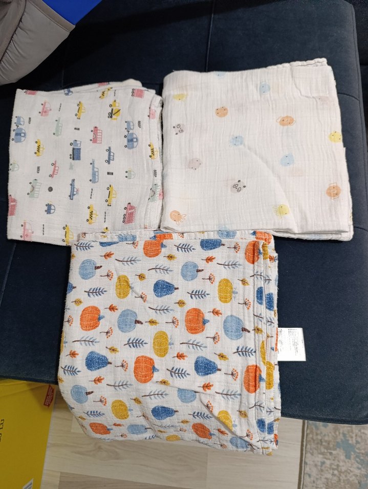 Pamuk Çok Renkli Baskılı müslin örtü - Görsel 2