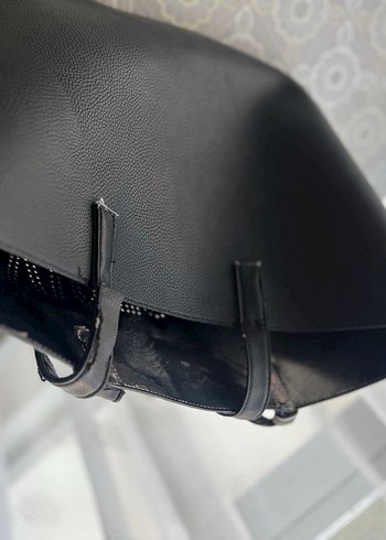Siyah Deri Kadın Çanta Püsküllü - Görsel 4