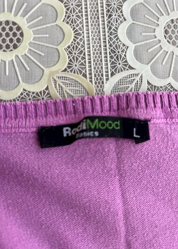 Mor V Yaka Triko Süveter - Görsel 5