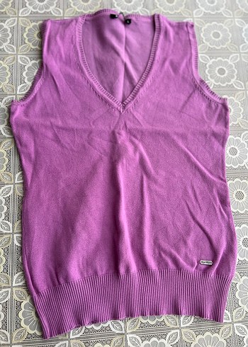 Mor V Yaka Triko Süveter - Görsel 3