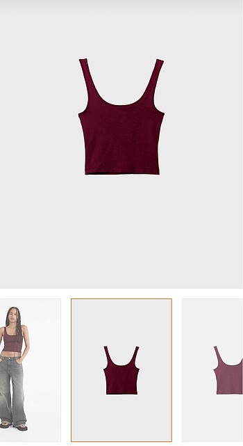 l Beden bordo Renk Stradivarius Poliamid Tişört