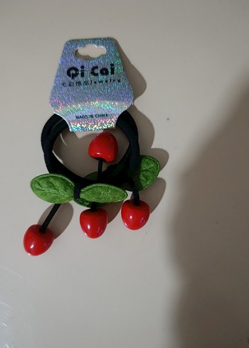 Renkli Kiraz Figürlü Lastikli Çocuk Saç Tokası - Görsel 2