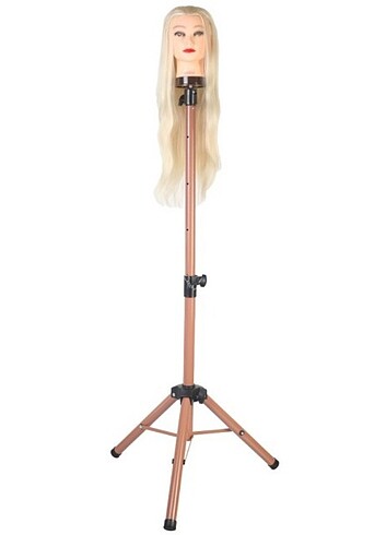 Kuaför Eğitim Mankeni İçin Metal Tripod - Simli Gold + Taşıma Ça - Görsel 2