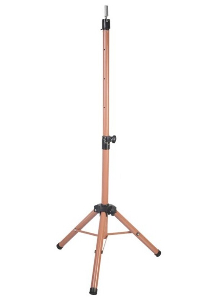 Kuaför Eğitim Mankeni İçin Metal Tripod - Simli Gold + Taşıma Ça - Görsel 4
